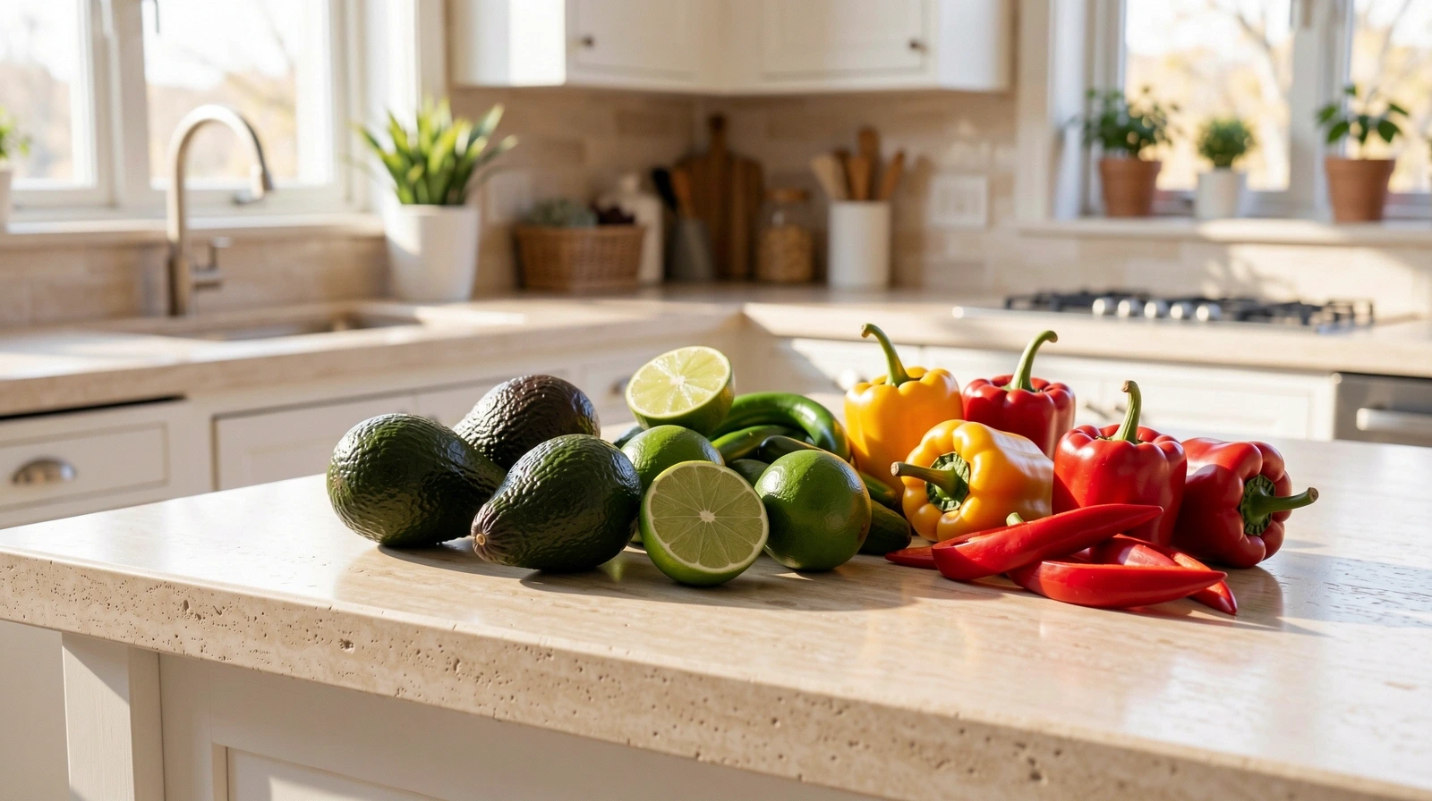 Ingredientes frescos en una cocina mexicana